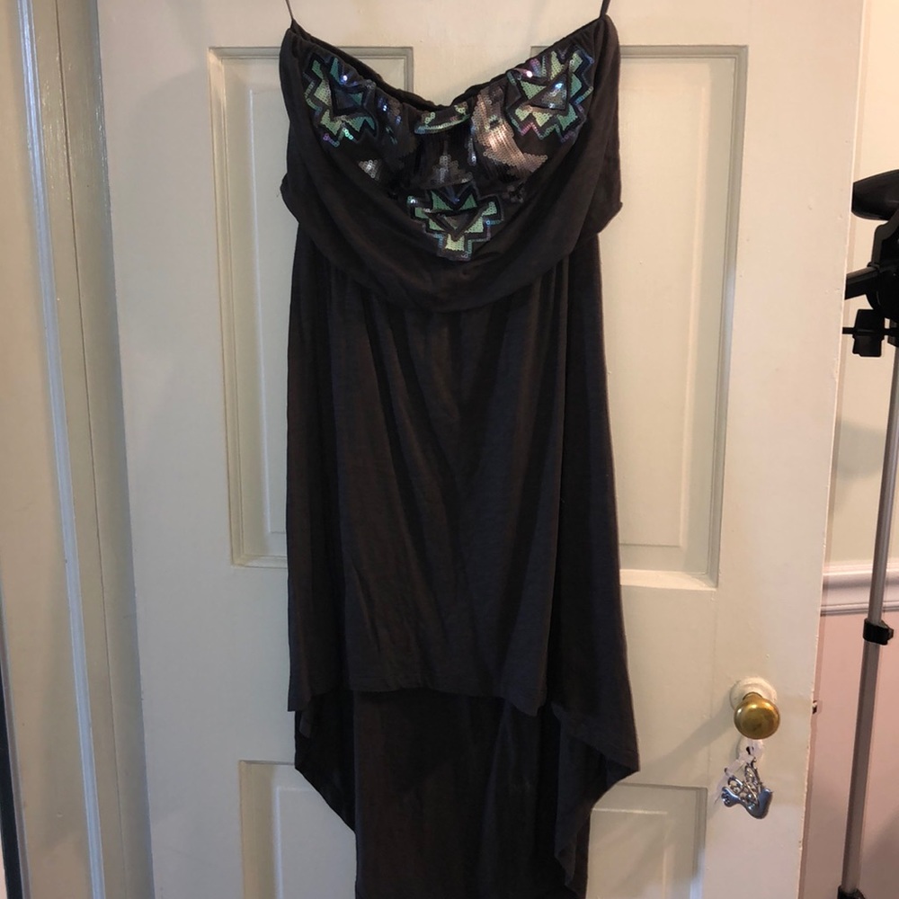 Express high-low strapless dress